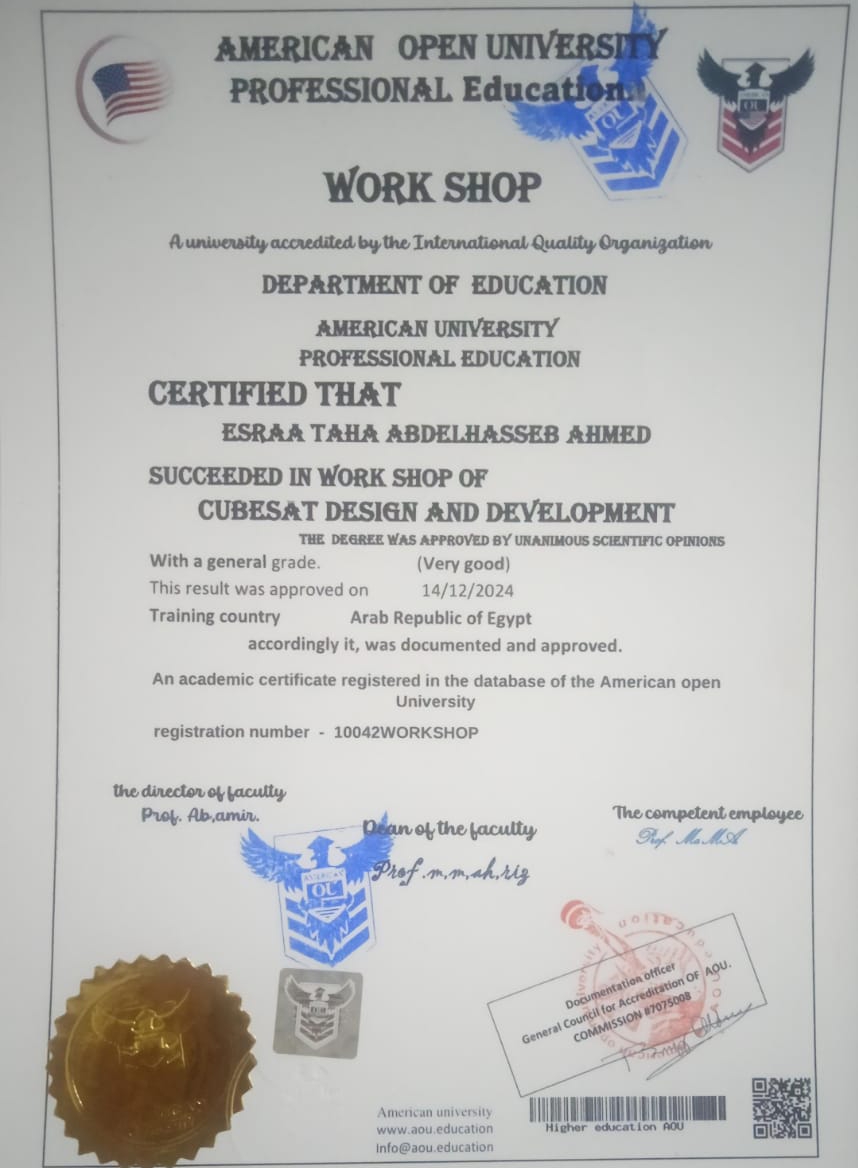 CubeSat Workshop Certificate